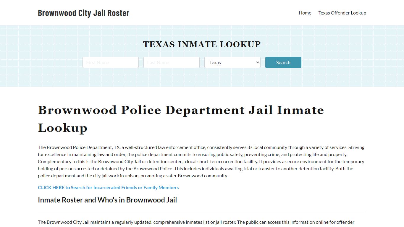 Brownwood Police Department & City Jail, TX Inmate Roster, Arrests ...