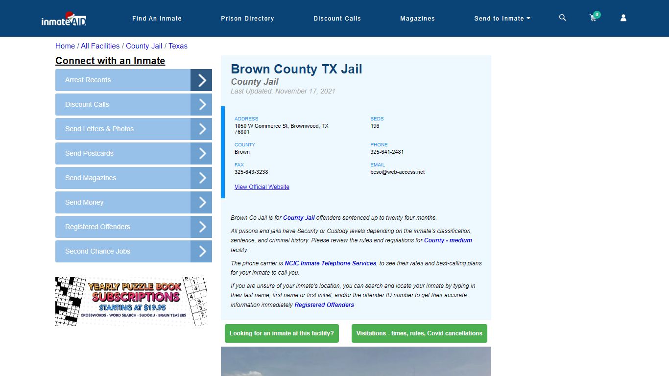 Brown County TX Jail - Inmate Locator - Brownwood, TX