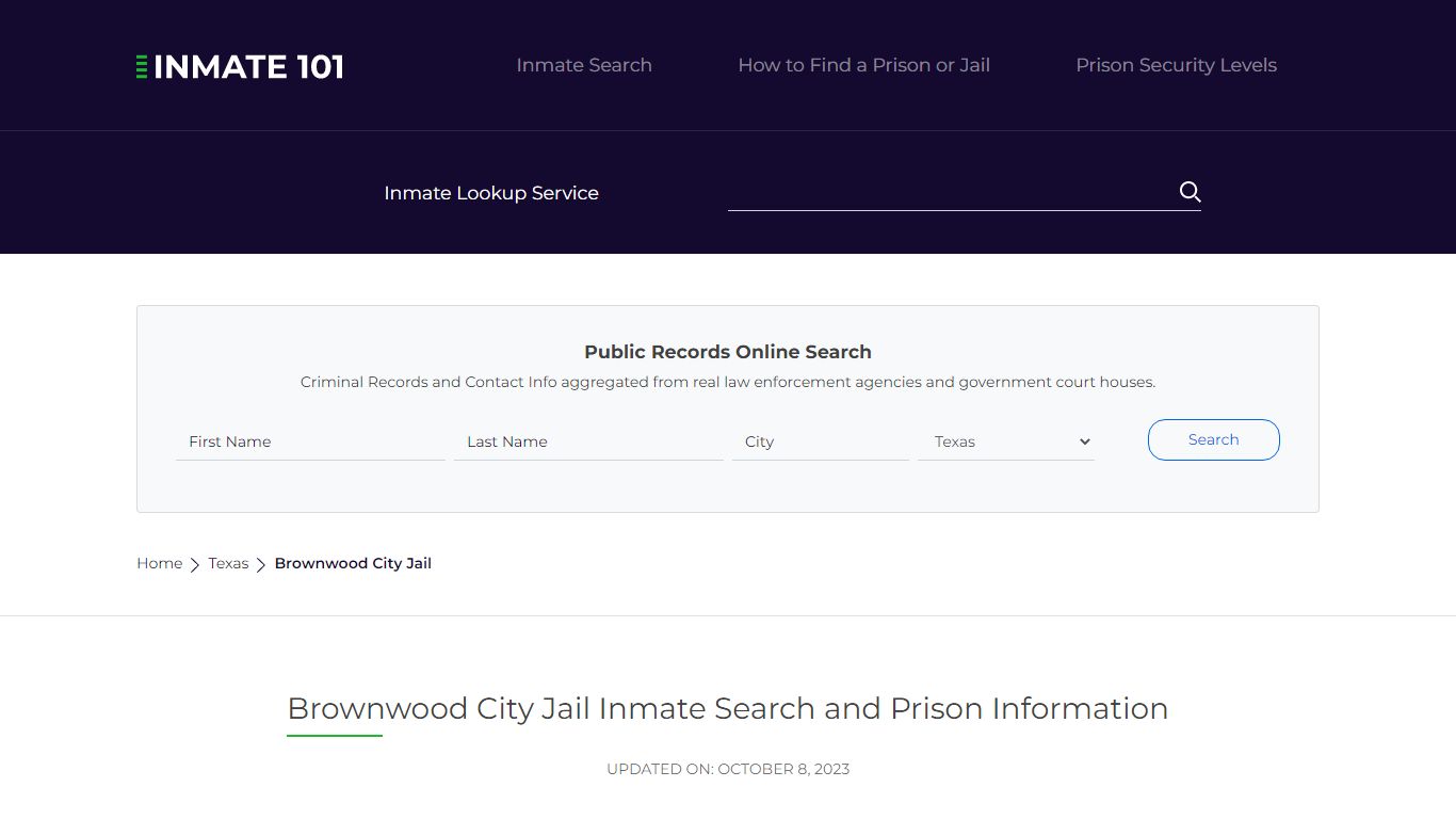 Brownwood City Jail Inmate Search and Prison Information
